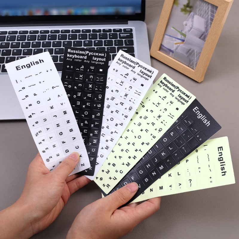 Kualitas Tinggi PVC Self Adhesive Keyboard Surat Stiker/Rusia Bahasa Inggris Keypad Recovery Label Aplikasi/Universal Keyboard Bercahaya Decal