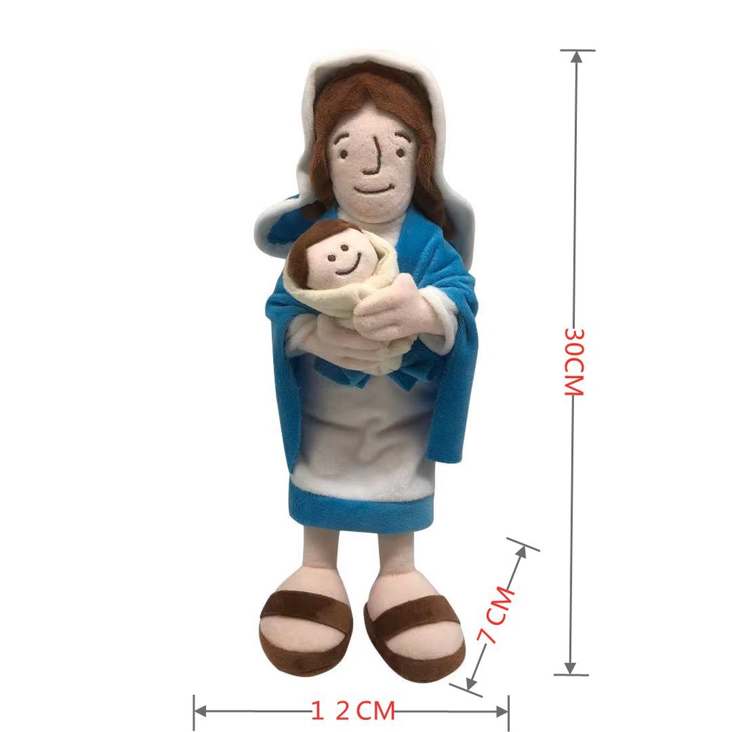 30cm Boneka Yesus Boneka Christ Kristen Religi Bunda Maria Plushie Mainan