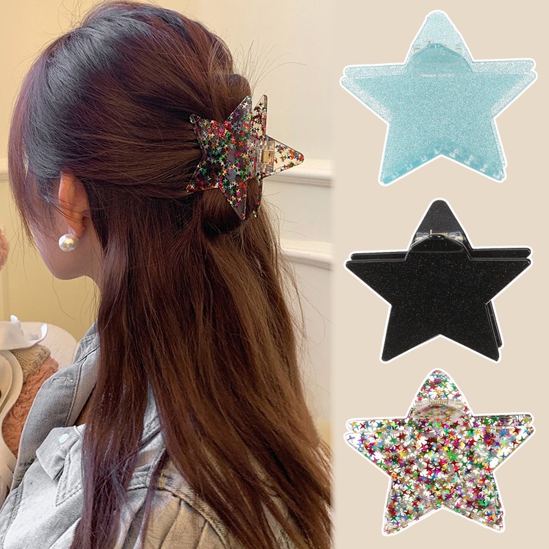 Korea Bintang Berujung Lima Jepit Rambut Hair Claw Fashion Stars Hair Clip Aksesoris Rambut Wanita