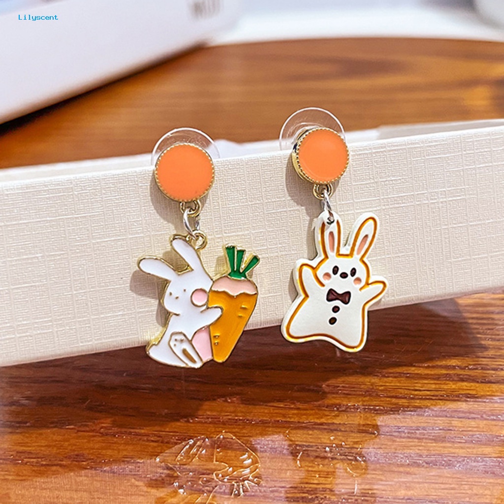 Lilyscent 1pasang Perhiasan Fashion Drop Earrings Untuk Prom Likeable Rabbit Carrot Drop Earrings Asimetris
