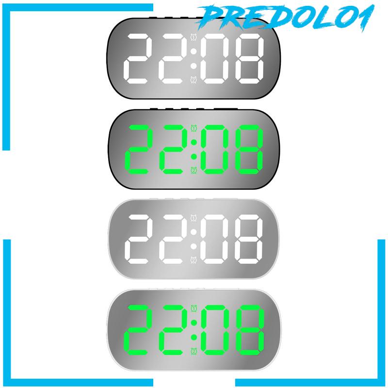 [Predolo1] Jam Weker Digital Mirrored Large Display 5jam LED Kecerahan Yang Dapat Disesuaikan