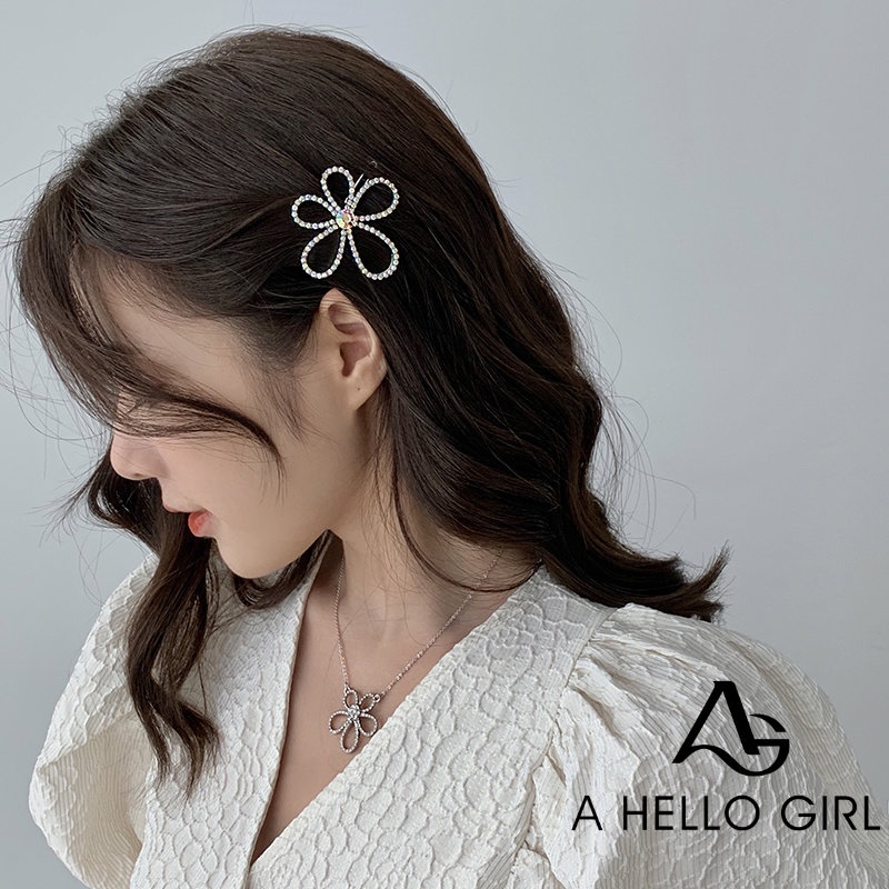 Jepit Rambut Bentuk Bunga Aksen Berlian Imitasi Untuk Wanita