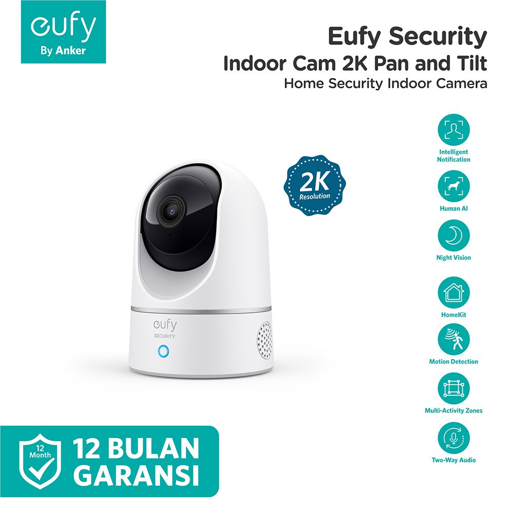 Eufy Home Security Camera Indoor Cam 2K Pan And Tilt -T8410