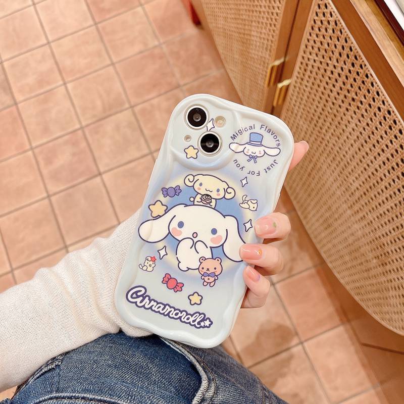 Cream Edge Cinnamoroll Girl Woman Soft Case HP iP iPhone 6 6S 7 8 14 + Plus SE 2020 X XS XR Max 11 12 13 Pro Max FTD Wave Casing Apple