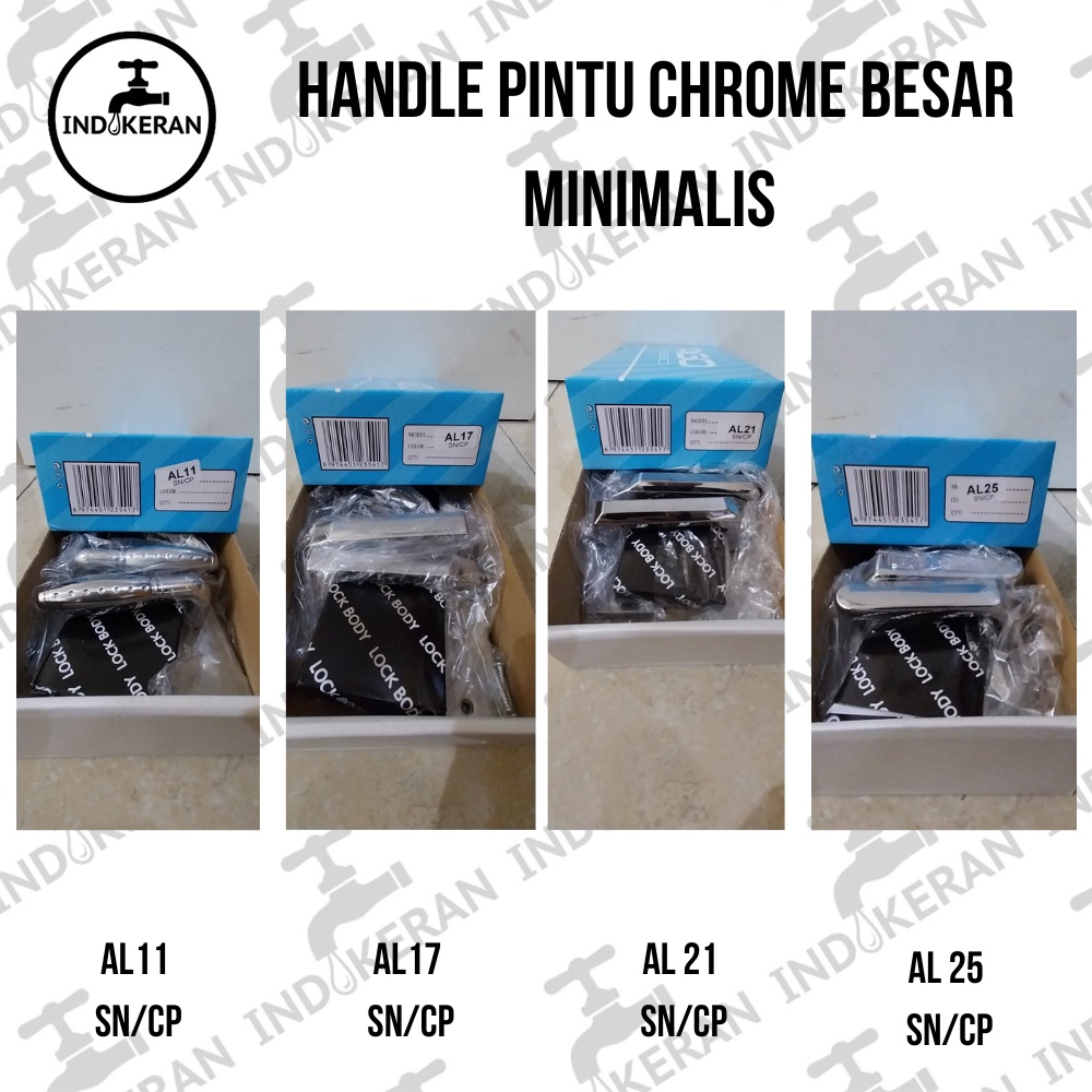 INDOKERAN - Handle Pintu Silver Chrome Kotak Minimalis - Besar