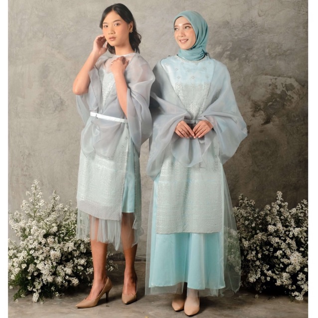 chandani.id • KEMARA Light Sage | Gamis Sage Green | Dress Sage Green | Outer Lebaran Etnik | Gamis Kondangan Wisuda Lamaran Bridesmaid Engagement