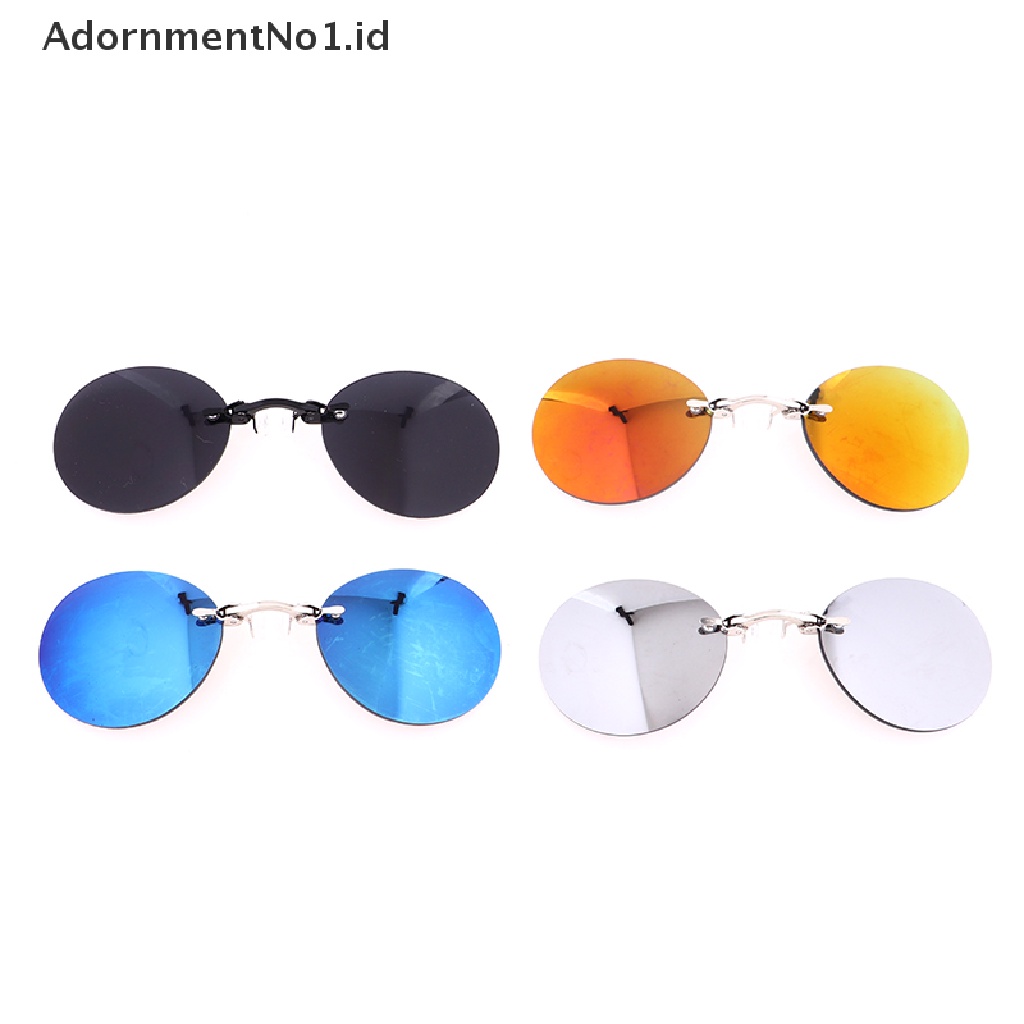 [AdornmentNo1] Kacamata Hitam Mini Tanpa Bingkai Clip On Hidung Lensa Kacamata Bulat Pria Eyeglasses [ID]