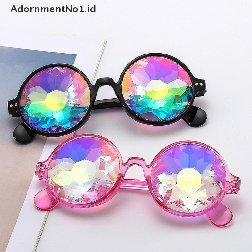 [AdornmentNo1] Kaleidoskop Kacamata Hujan Prisma Difraksi Lensa Kristal Kacamata Festivals Eyewear Pesta Klub Malam Aksesoris Cosplay Mosaik Kaca Prismatic Glasses Amusement