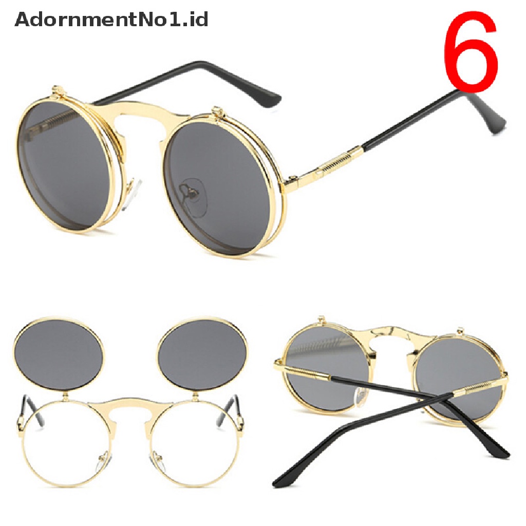 [AdornmentNo1] Fashion Retro Vintage Gothic Putaran Flip Up Sunglasses Steampunk Kacamata Baru [ID]