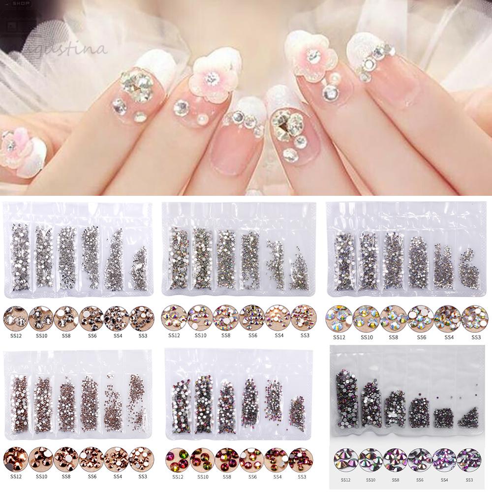 Augustina Dekorasi Nail Art DIY Manicure Rose Gold AB Kaca Kristal Manikur Perhiasan