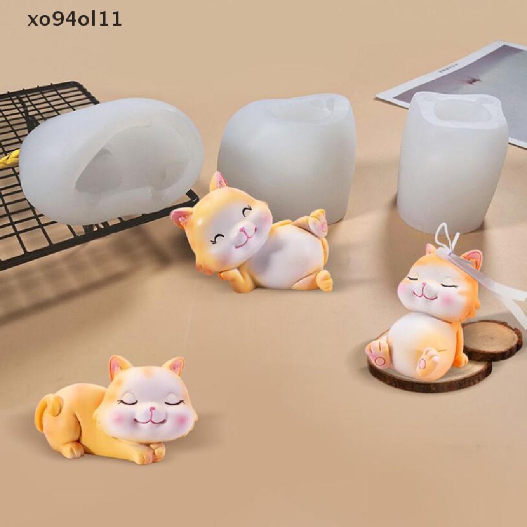 Xo 3D Kartun Kucing Resin Cetakan Kue Topper Cetakan Silikon DIY Alat Membuat Sabun OL