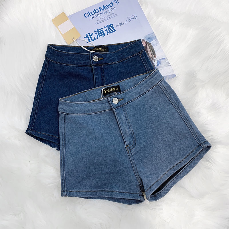 Red Besar Kaki Panjang Tinggi Pinggang Elastis Celana Pendek Denim Musim Semi dan Musim Panas Baru Seksi Paket Pantat Slim Ketat Elastis Tinggi hot Celana Celana Wanita