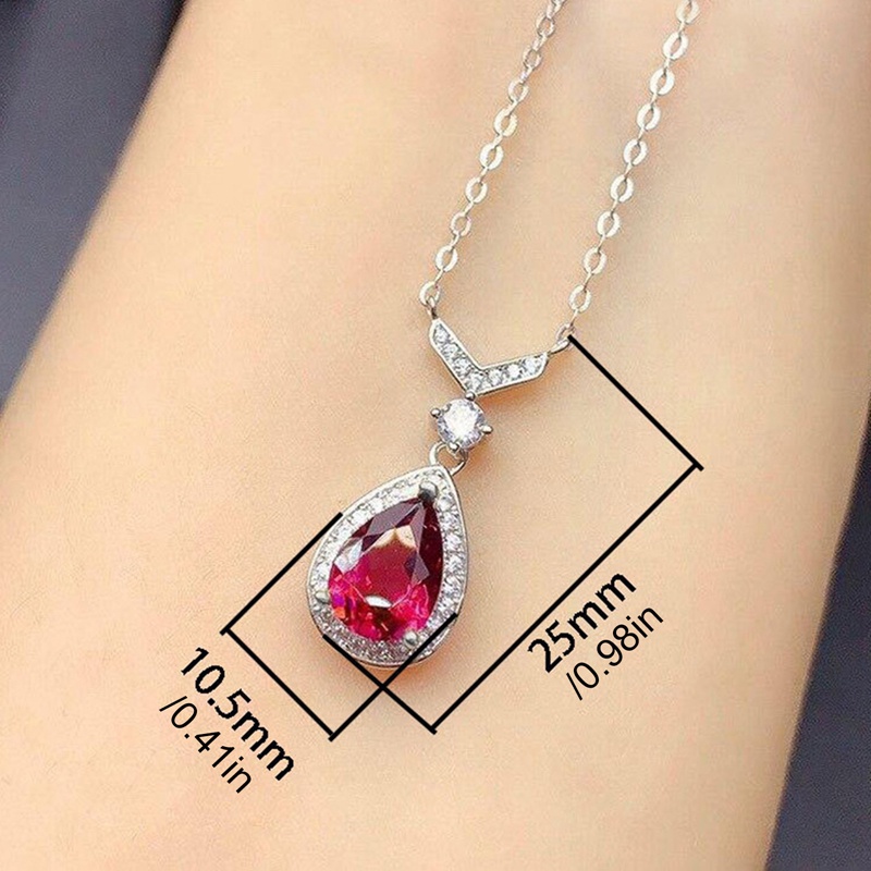 Terang Merah Pir Kubik Zirconia Pernikahan Kalung Untuk Wanita Baru Mewah Fashion Pertunangan Anniversary Pesta Perhiasan