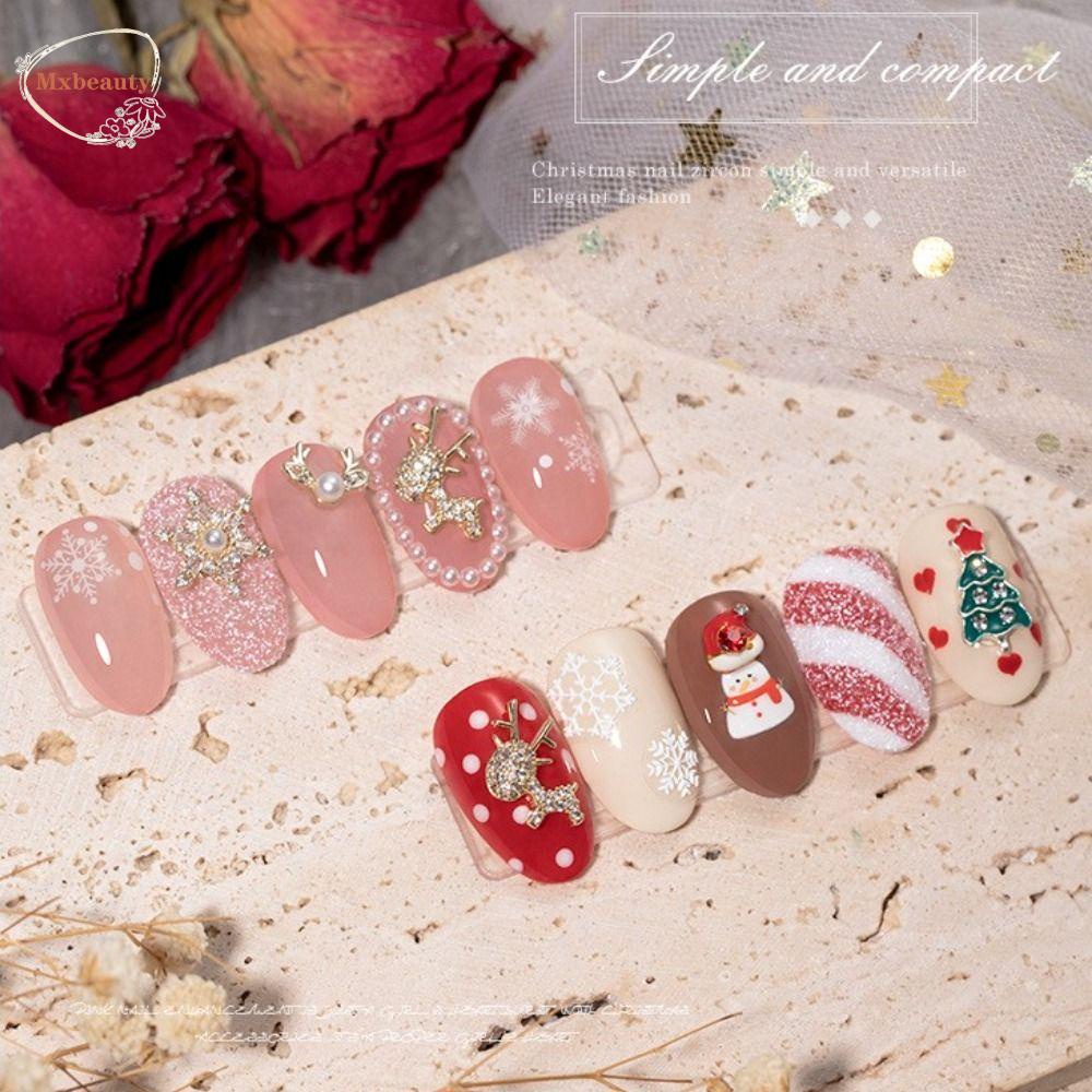 Mxbeauty Charms Berlian Imitasi Desain Natal Tahun Baru 3D Untuk Aksesoris Manicure Kuku Wanita