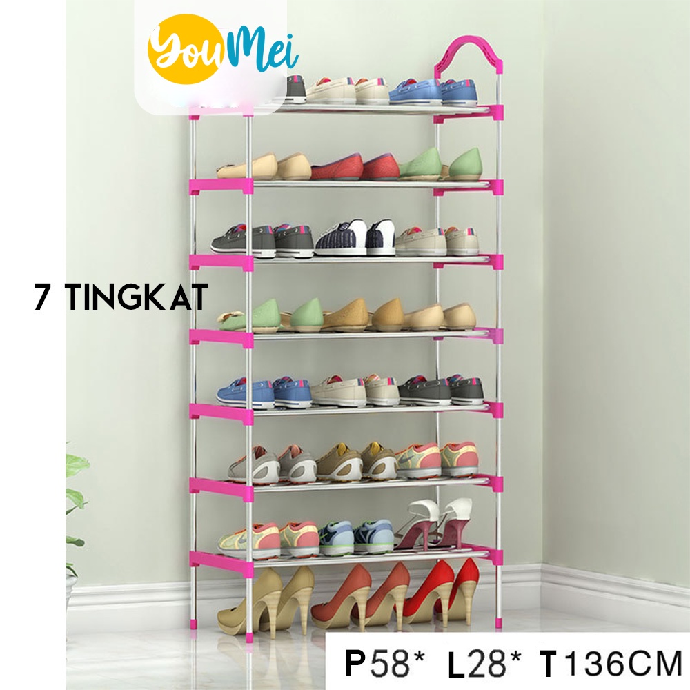 Rak Sepatu Stainless Steel Kuat Tempat Sepatu Sandal Multifungsi Kapasitas Besar 5 Tingkat 6 Tingkat 7 Tingkat - 1085
