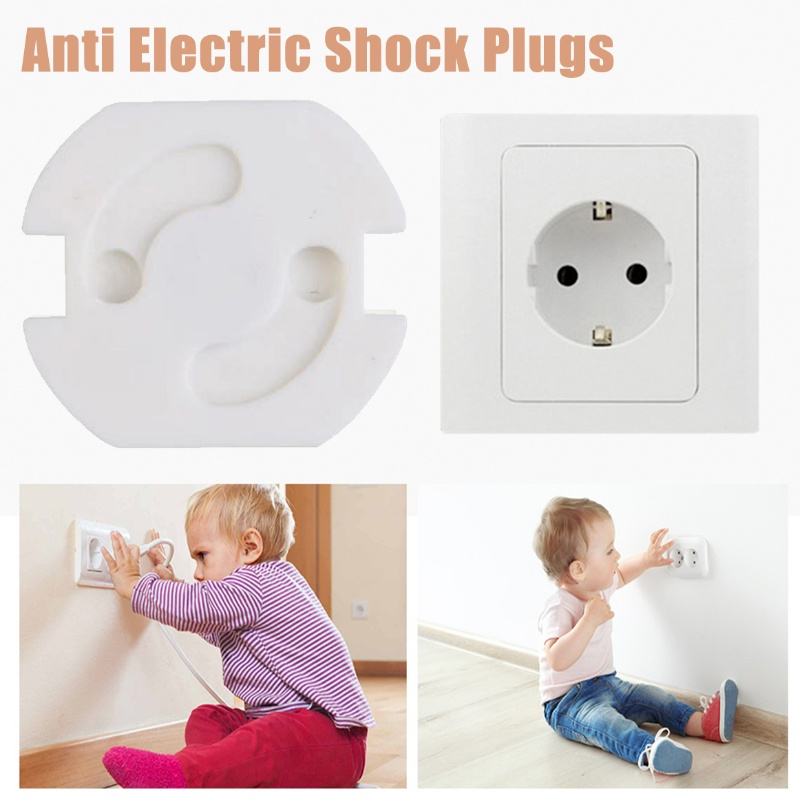 Eu Power Socket Anti Colokan Shock Listrik Pelindung Bayi Anak Safety Guard Protection Plastik Putar Penutup Stop Kontak Listrik Anak Perlengkapan Perlindungan Keamanan