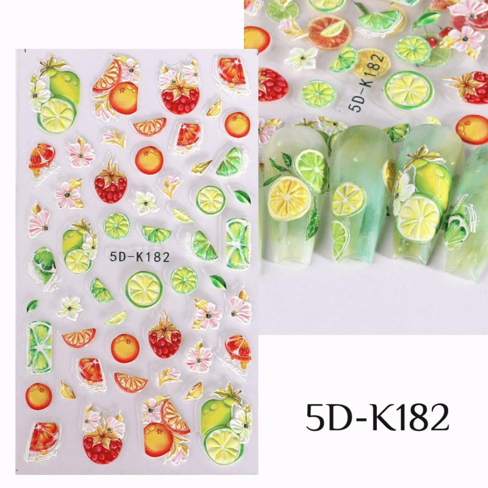 Mxbeauty Stiker Kuku Buah Wanita Fashion Daun Cherry Strawberry Self Adhesive Dekorasi Kuku