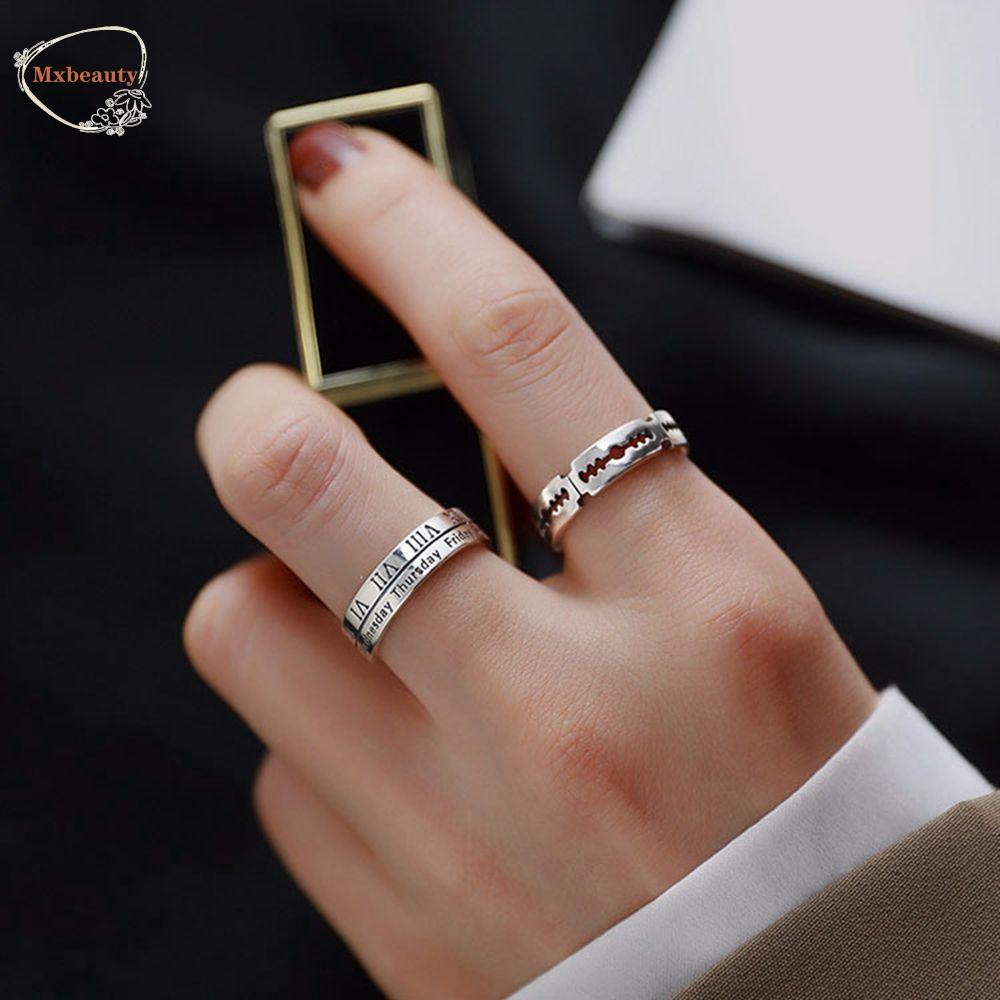 MXBEAUTY Adjustable Heartbeat Ring Exaggerated Jewelry Gift Irregular Open Ring Women Rock Men Personality Retro Alloy Couple Ring/Multicolor