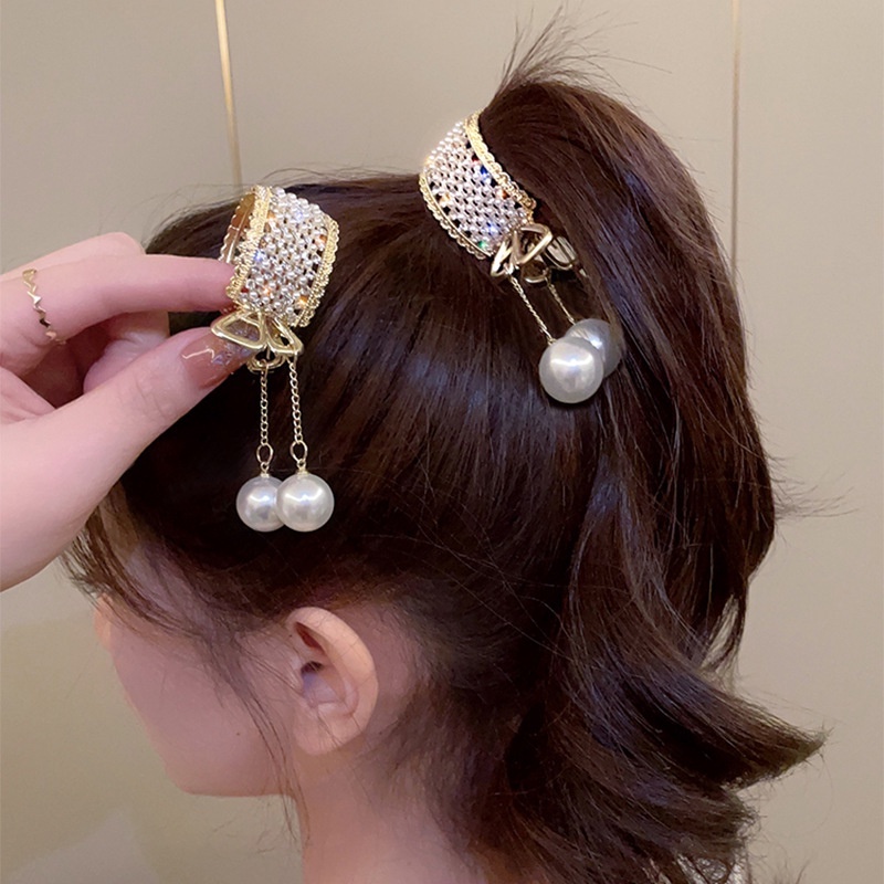 [Unggulan] Temperamen Pengantin Hiasan Kepala Chic Bola Kepala Rambut Cakar Ekor Kuda Halus Ambil Klip Vintage Gesper Rambut Jepit Mutiara Kupu-Kupu Rumbai Jepit Rambut Aksesoris Rambut Wanita
