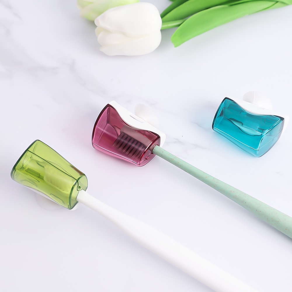 Creative Suction Cup Dustproof Toothbrush Holder/Penutup Debu Segel Kepala Sikat Gigi/Satu Tombol Buka Tutup Penutup Sikat Gigi/Rak Penyimpanan Gelas Sikat Gigi Bebas Pukulan