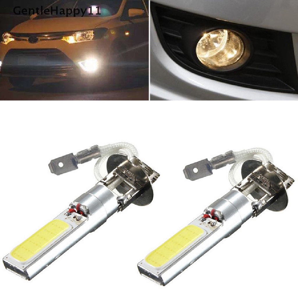 Gentlehappy 2Pcs H3 COB LED Terang Xenon Putih 6000K Mobil Auto Fog Light Lamp Bohlam 12V Baru  Id