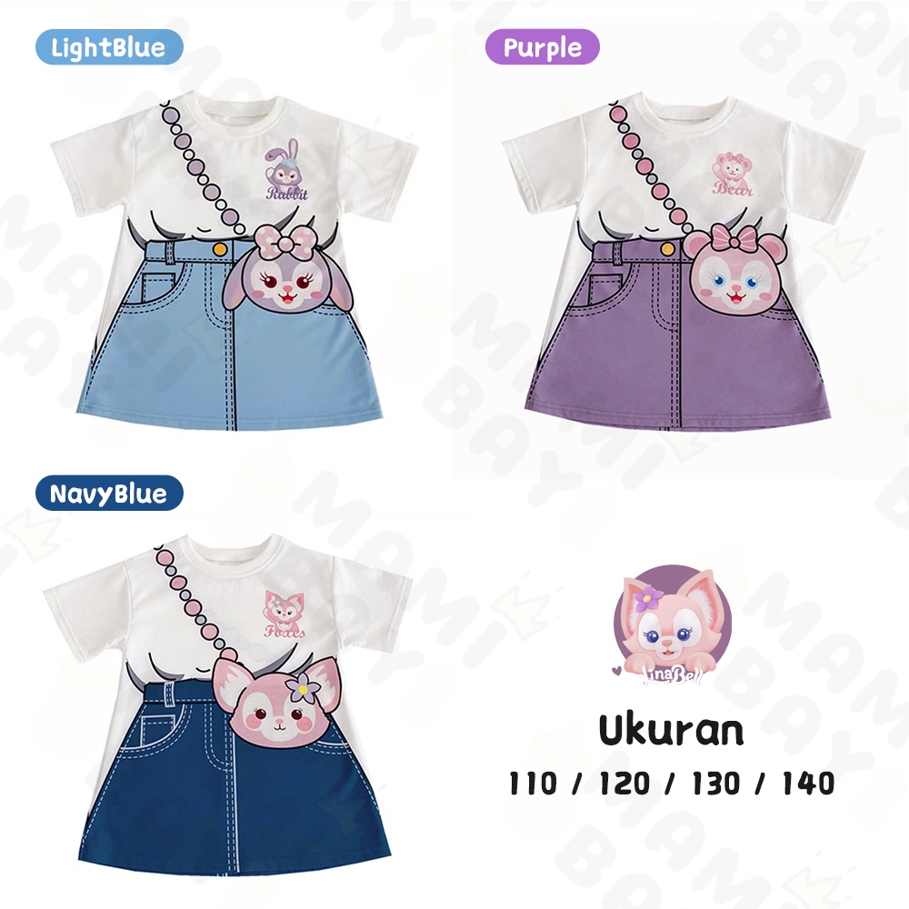 OKEYI Dress Anak Perempuan Korea Gaun Anak Dua Potong Palsu Baju Anak Perempuan Panjang untuk 3-8tahun