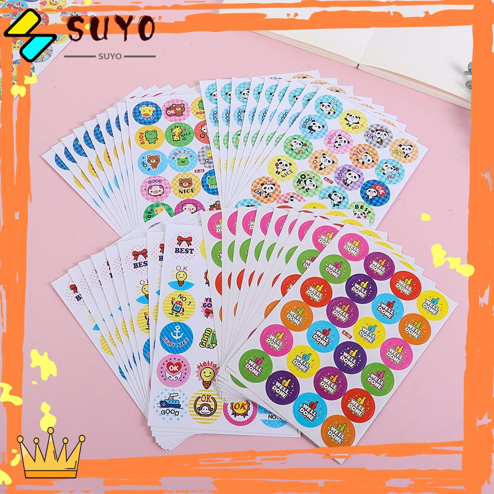 Suyo 240pcs Stiker Hadiah Anak Ibu Guru Penghargaan Perlengkapan Sekolah Label Puji