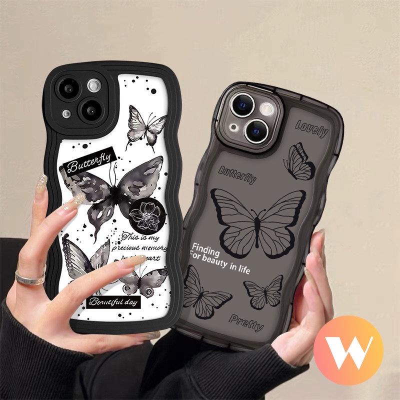 Wavy Edge Soft Fantasy Flower Butterfly Casing Realme C35 C12 C30 C21Y C25Y C25s C20 C15 C11 C25 C3 C17 C20A C33 Realme 6i 8Pro 9i 5 5i 9 Pro+10 7 7i 5s 8i 8 Cover Hitam Vintage