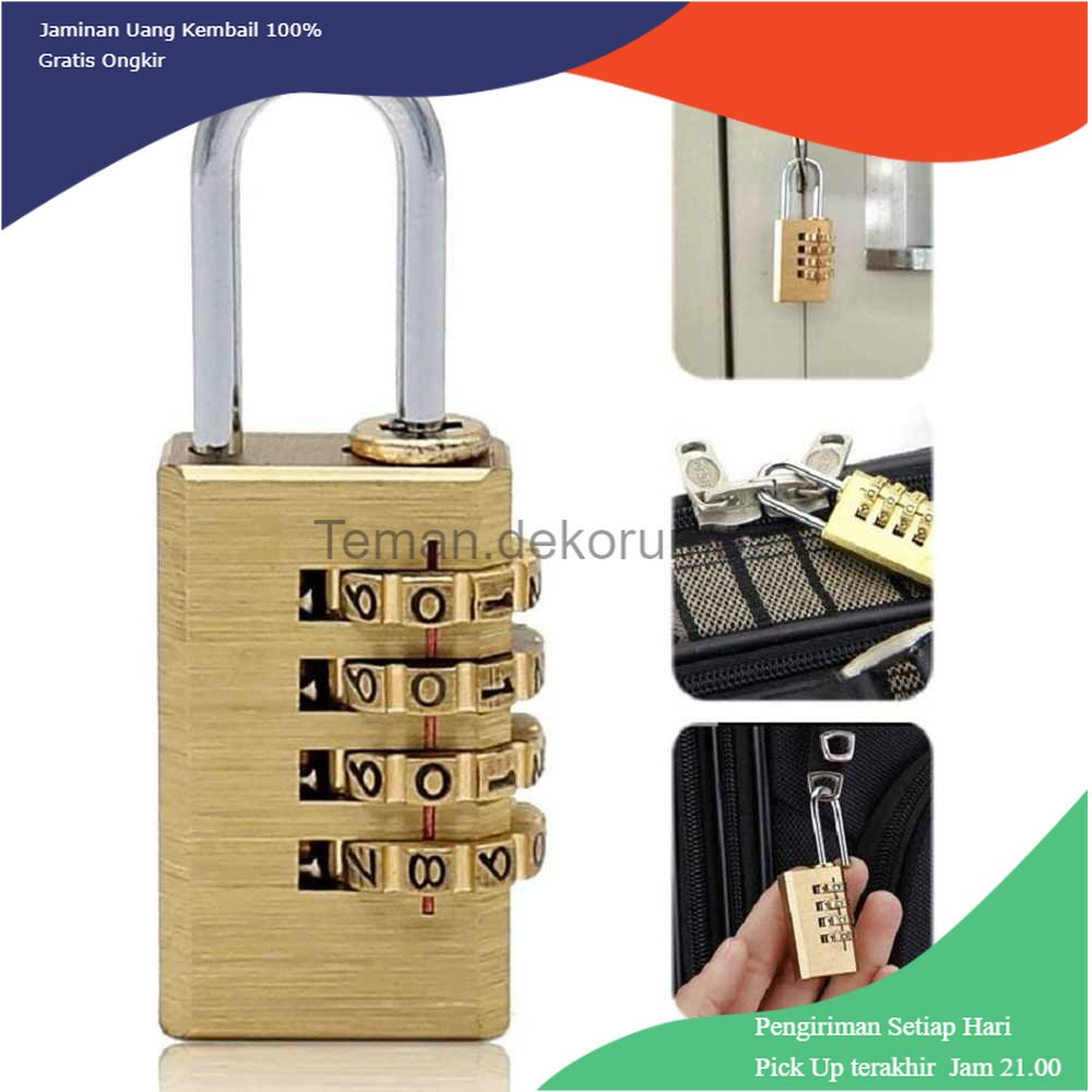 TD - RTG KAK Gembok Koper Padlock 4 Digit Combination Solid Brass 21x59mm - M1502