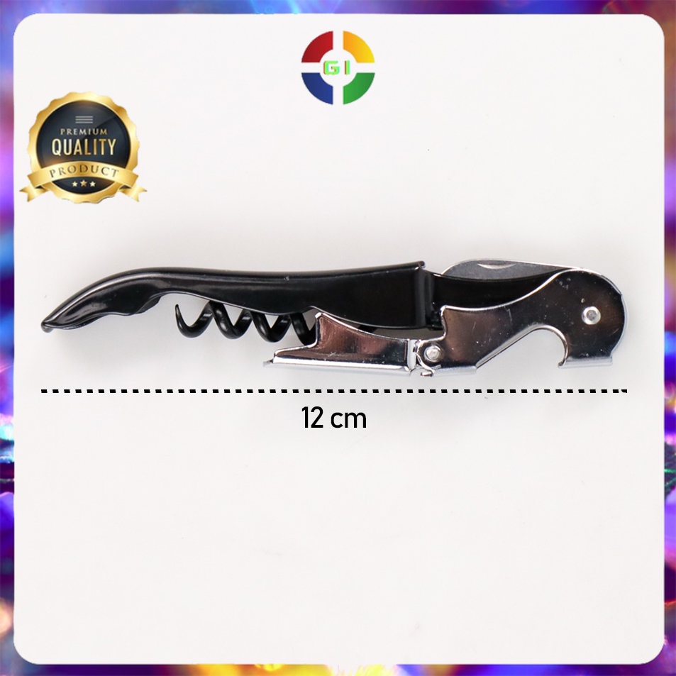 Pembuka Tutup Botol Wine Corkscrew Bottle Opener Stainless Steel Black