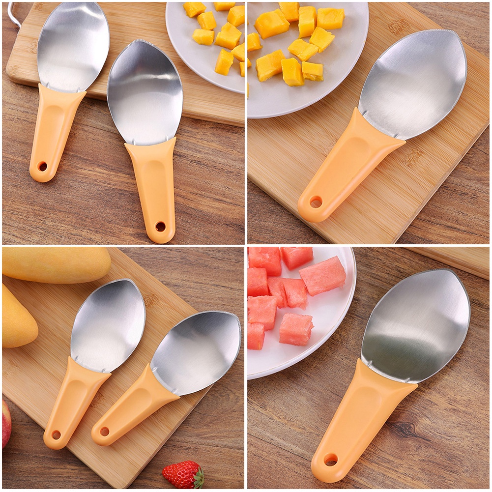 1pc Alat Dicing Pengupas Mangga Semangka Pisau Khusus Mangga Portable Stainless Steel Gadget Dapur