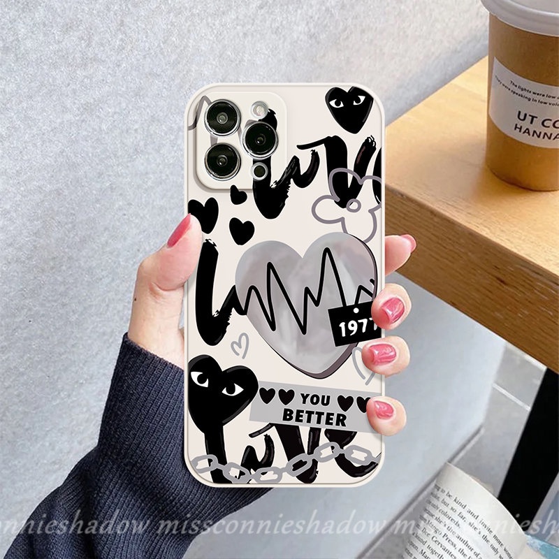 Case Realme C31 C12 C25s C3 C35 C25 5c15 C21Y C33 9i 6i 8 5i 9 7i 10 8pro 7 8i 10pro C11 C25Y C30 C17 C21 C20 Comme des Garcons Tepi Lurus Love Hati Soft Tpu Couple Case