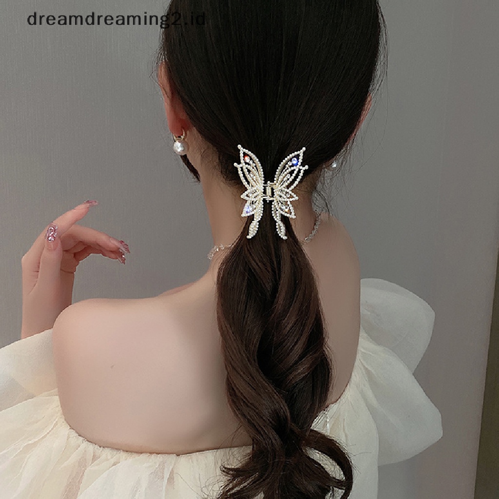 (dream) Fashion Logam Hair Claw Butterfly Jepit Rambut Untuk Wanita Gadis Elegan Ponytail Claw Clip Vintage Hairpin Aksesoris Rambut//