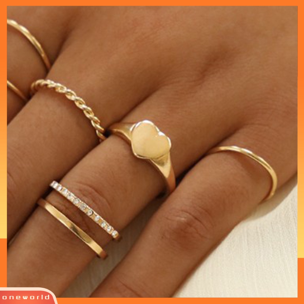 [EONE] 8 Pcs Cincin Jari Bintang Berujung Lima Berlian Imitasi Perhiasan Electroplating Geometris Cincin Hadiah Ulang Tahun