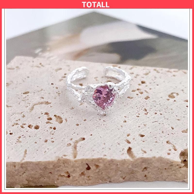 COD Cincin Zirkonia Cinta Sejuk Manis Cincin ganda mode wanita Ukuran dapat disesuaikan-Totall