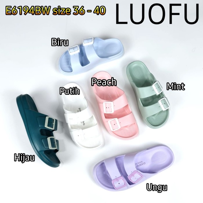 jelly sandal wanita slop luofu karet import ban 2 E6194BW