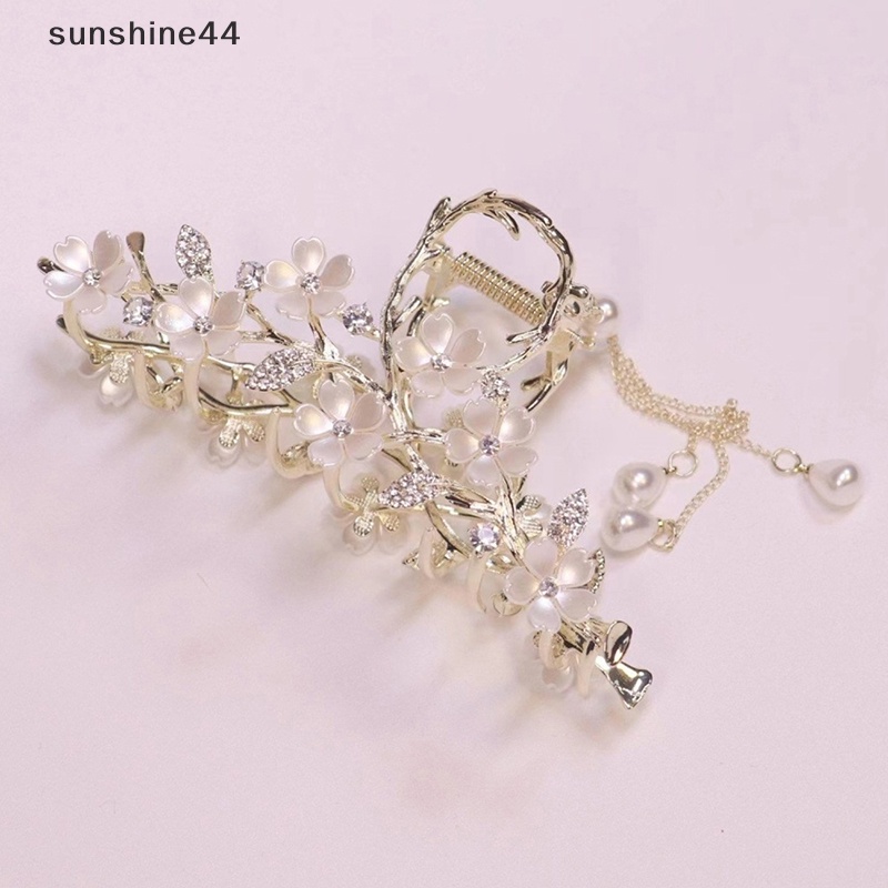 Sunshine 1PCS Pearl Tassel Hair Claw Untuk Wanita Jepit Rambut Lucu Hiasan Kepala Korea ID