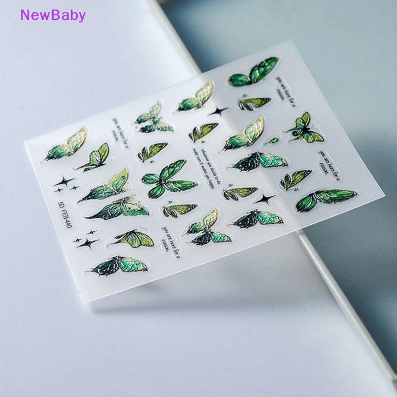 Newbaby 1lembar 5D Gradien Stiker Kuku Kupu-Kupu Adheisve Nail Art Stickers ID