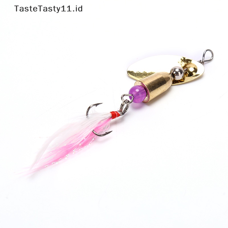 Tastetasty Rotag Spinner Sequin Fishing Lure Wobbler Umpan Dengan Alat Pancing Bulu.