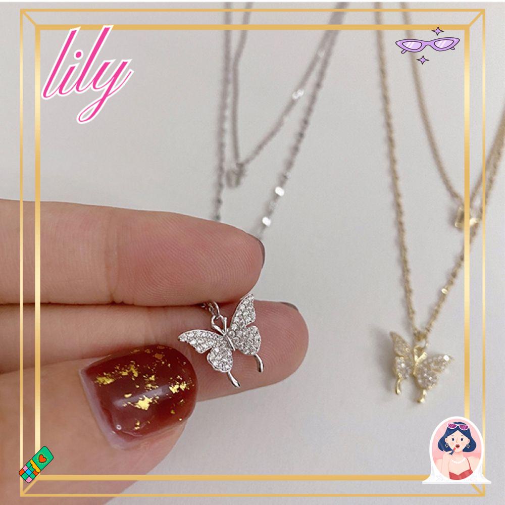 Lily Shiny Butterfly Kalung Fashion Liontin Bling Wanita Hadiah