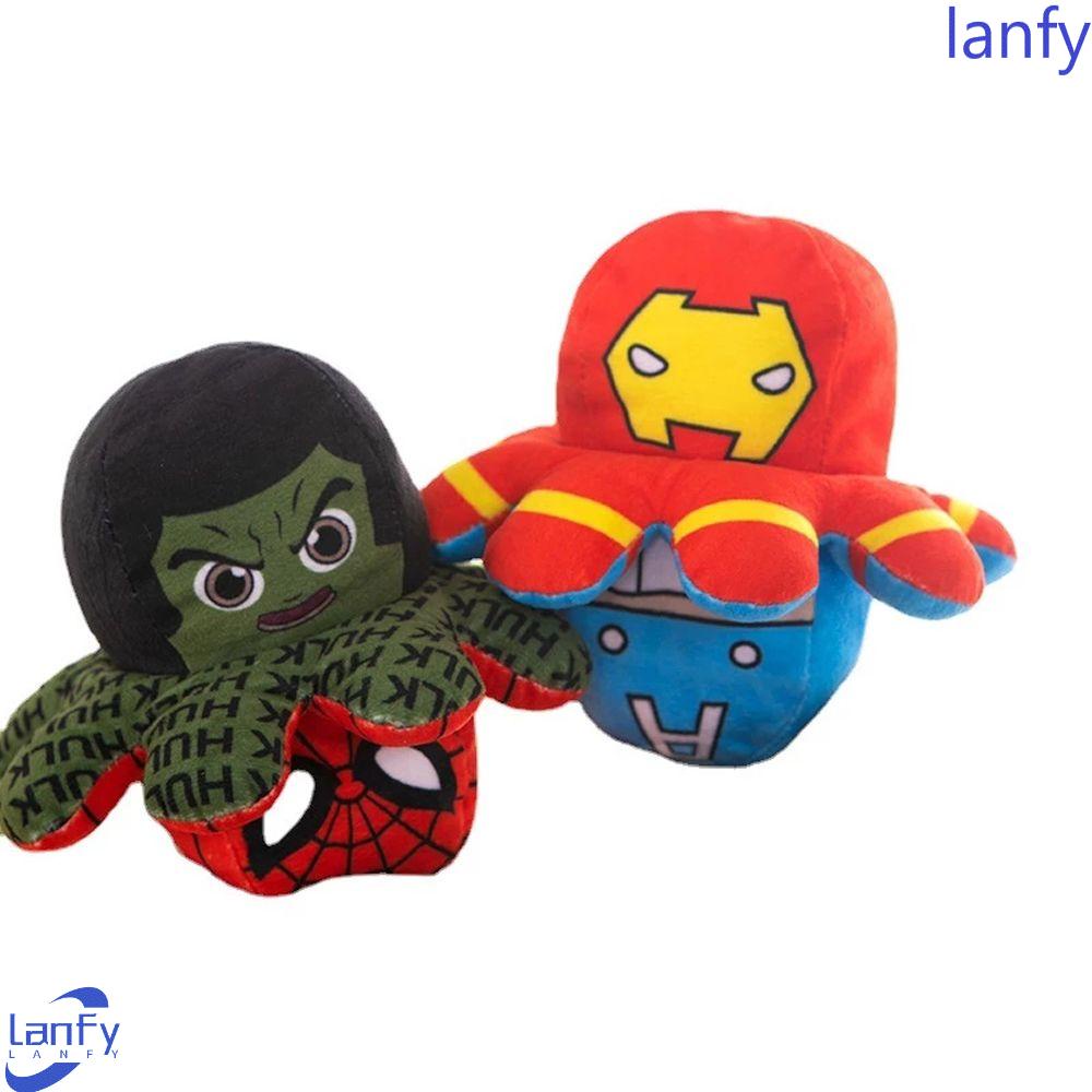 Lanfy Flip Plush Toy Mainan Anak Lucu Iron Man Boneka Kartun Kapten Amerika Hulk Gurita Boneka Mainan