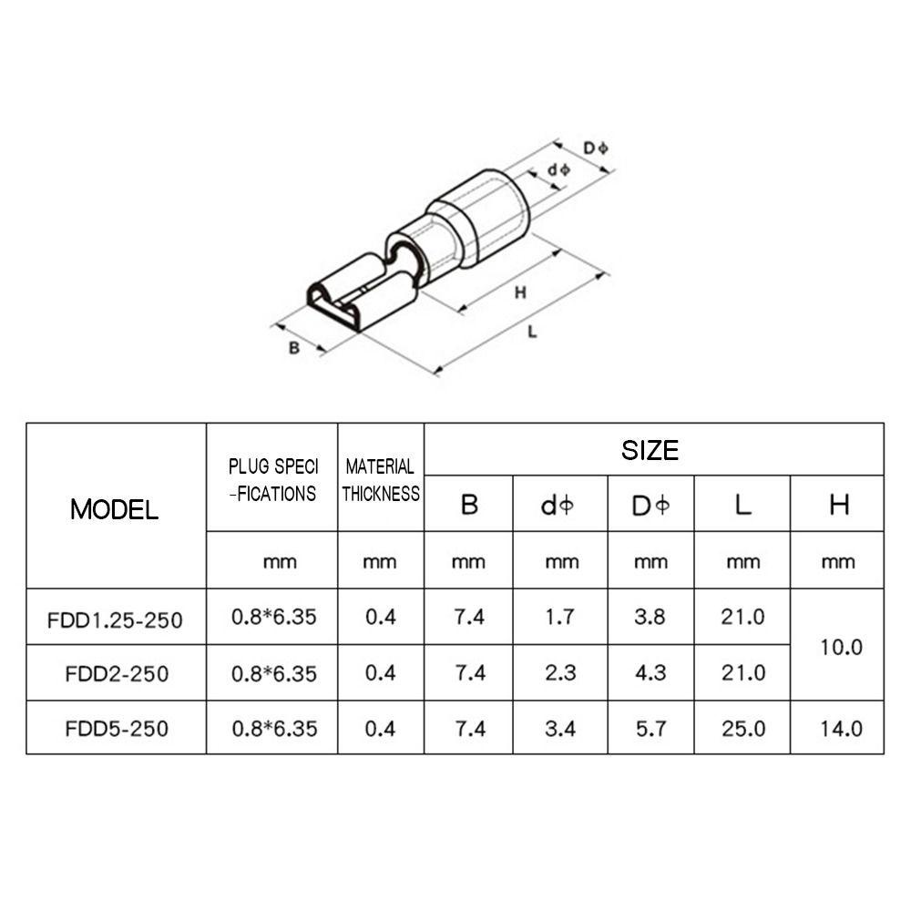 TOP Terminal Pres Wanita FDD1.25/2/5-250 Konektor Kawat Spade Insulated Terminal Crimp Wanita