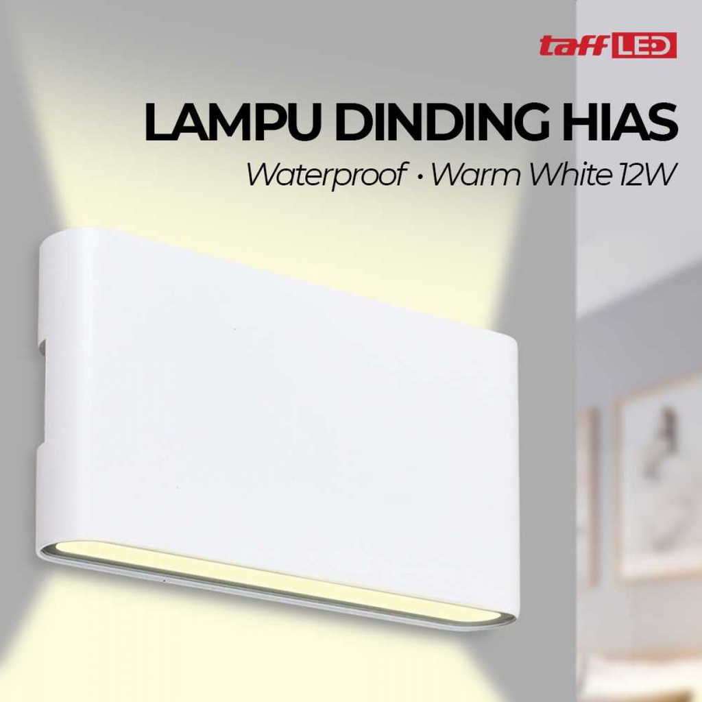 Lampu Dinding Hias Outdoor LED Waterproof IP65 WarmWhite 12W Aluminium