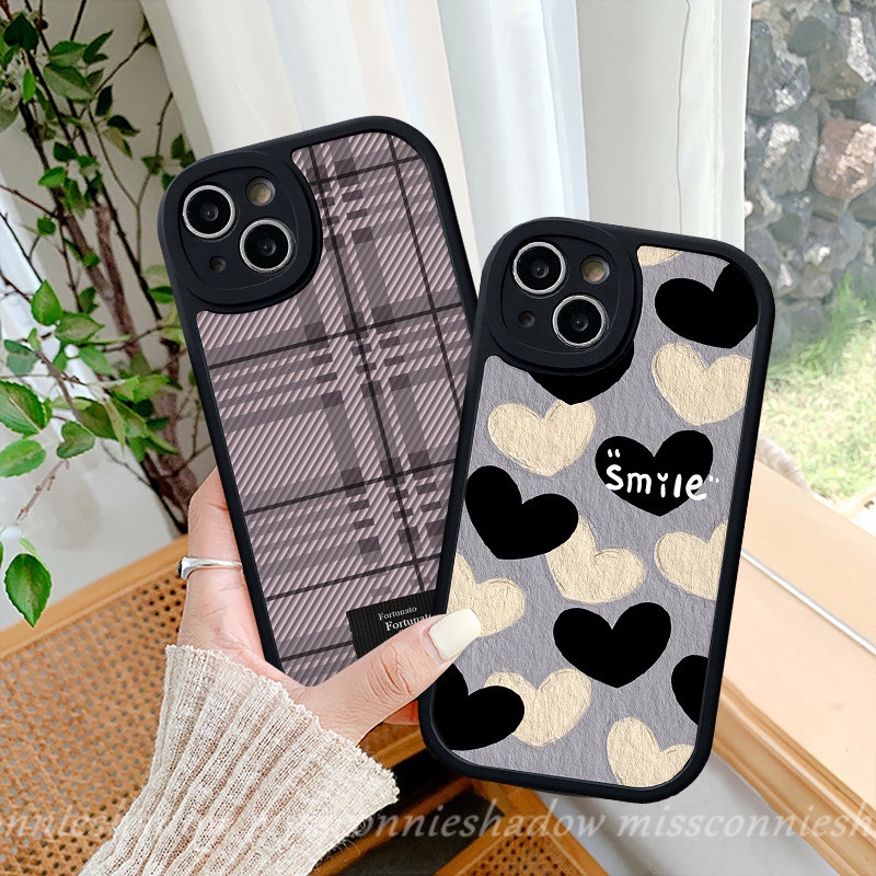 Mewah Simple Beruntung Smile Love Hati Kotak-Kotak Csae Infinix Smart5 6 Hot10 9 10T 10s 11s 11 Main Hot10 Lite Note8 Shockproof Silikon Lembut Penutup Belakang Tpu
