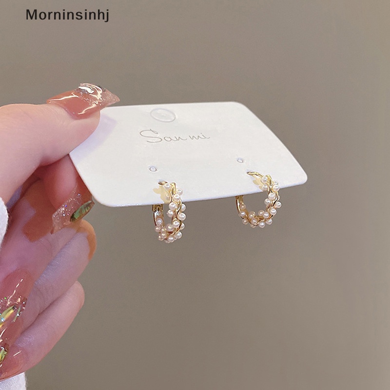 Mornin 1pasang Anting Mutiara Lingkaran Temperamen Sederhana Baru Fashion Anting Kecil Serbaguna Perhiasan Wanita id