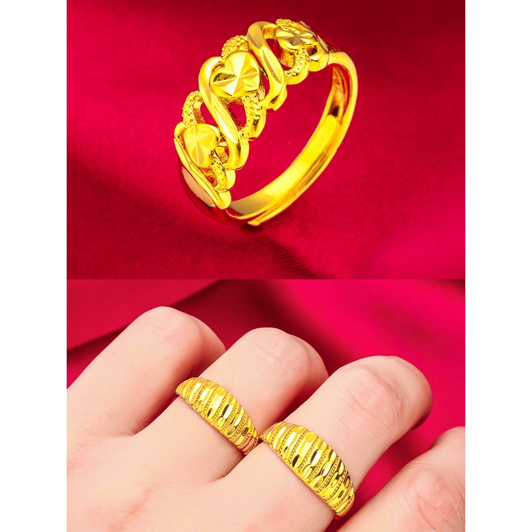 Goldkingdom Aksesoris Perhiasan Fashion Ready Stock Cincin twist Minimalis Lapis Emas Untuk Pasangan