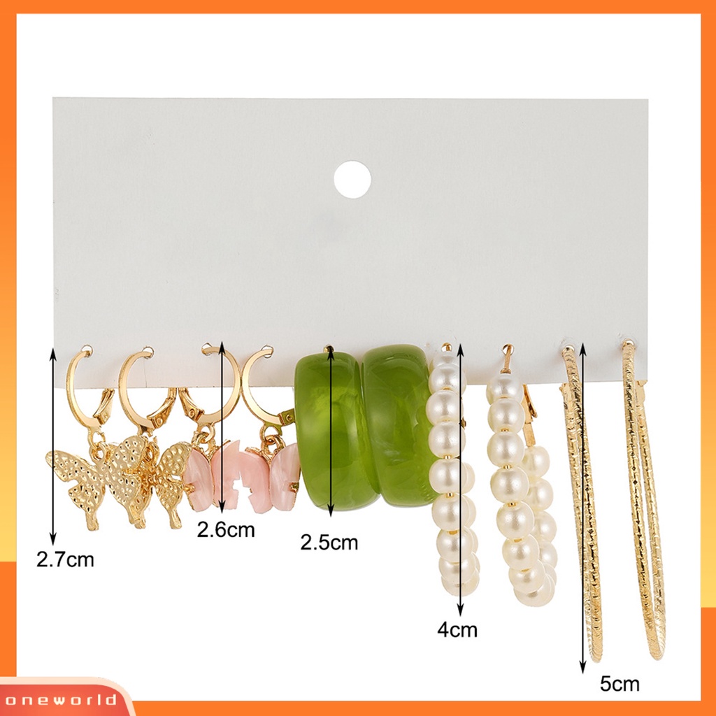 [EONE] 5pasang Anting Hoop Pesona Halus Tindik Eye-catching Tahan Aus Geometris Hias Hypoallergenic Akrilik Aksesoris Wanita Earrings Fashion Perhiasan