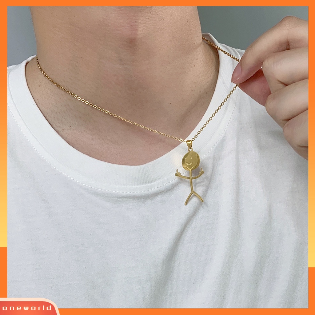 [EONE] Liontin Kalung Geometris Mengkilap Gloss Kepribadian Sederhana Electroplating Dress Up Stainless Steel Pria Wanita Lucu Doodle Rantai Kalung Perhiasan Fashion Aksesori
