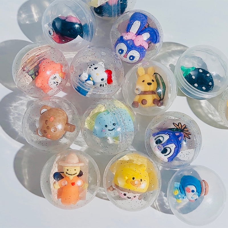 [Harga Grosir] 32mm Gaya Acak Transparan Bulat Boneka Mini Gashapon Mainan/Kreatif Anak Tk Perangkat Permainan Edukasi Dini/Gashapon Mesin Mainan Bola