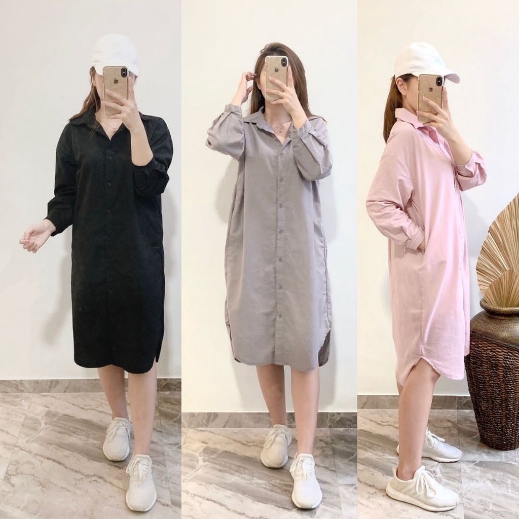 Samantha Linen Dress - Dress Linen Casual Wanita - ShirtDress